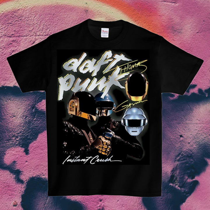 Daft Punk stupid punk helmet hip hop loose portrait Vintage Cotton Short Sleeve T-Shirt Q2