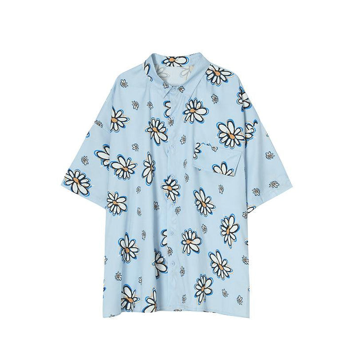 Little Daisy Short-Sleeved Shirt Men Korean Loose Couple Shirts For Men And Women - Super Amazing Store