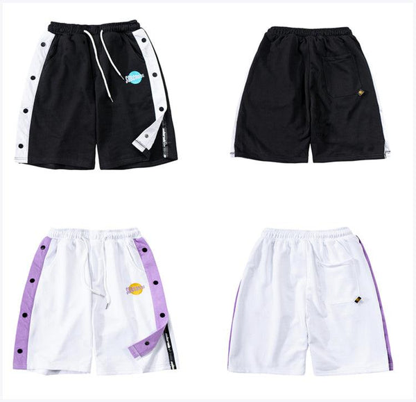 Color Touch Button Edge Design Casual Shorts Men And Women Loose Sports Trend Summer Five-Point Pants - Super Amazing Store