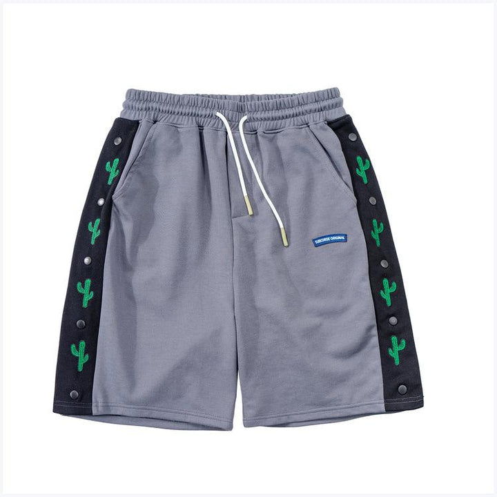 Stitching Color Cactus Print Casual Shorts For Men And Women - Super Amazing Store