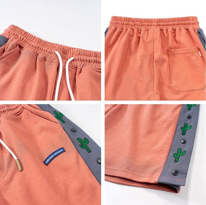 Stitching Color Cactus Print Casual Shorts For Men And Women - Super Amazing Store