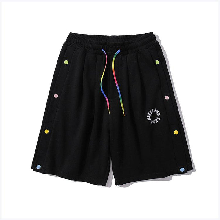 Color Drawstring Button Trimming Shorts For Men And Women Casual Sports - Super Amazing Store