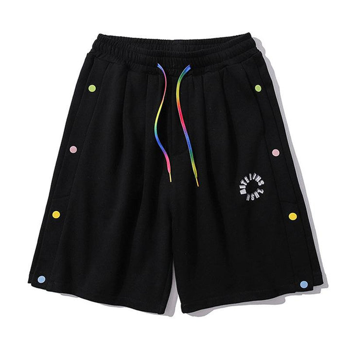 Color Drawstring Button Trimming Shorts For Men And Women Casual Sports - Super Amazing Store