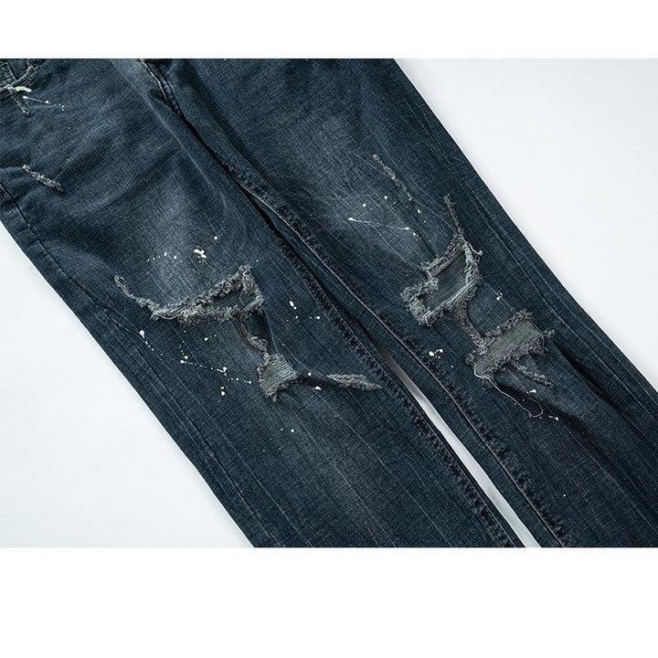 Slim Destruction Trousers For Men And Women With Paint Splashing High Street Tide Couple Jeans - Super Amazing Store