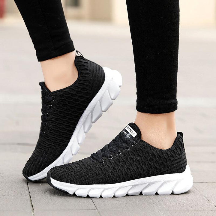 Foreign Trade Large Size Flying Woven Women's Shoes Cross-Border Autumn Sports Shoes Running Shoes Ladies Students Lightweight Travel Shoes - Super Amazing Store