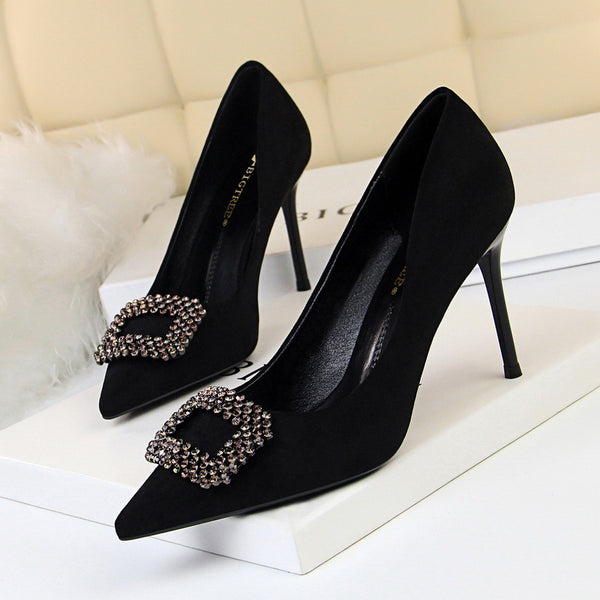 Pointed Rhinestone High Heels - Super Amazing Store