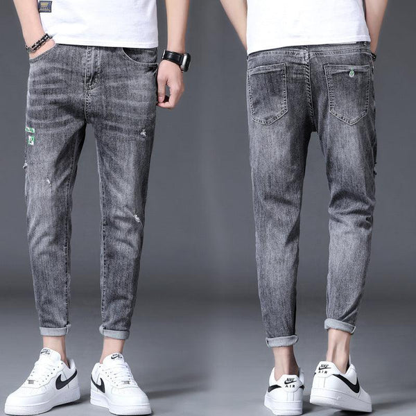 Men's Jeans With Printed Ripped Feet Pants - Super Amazing Store