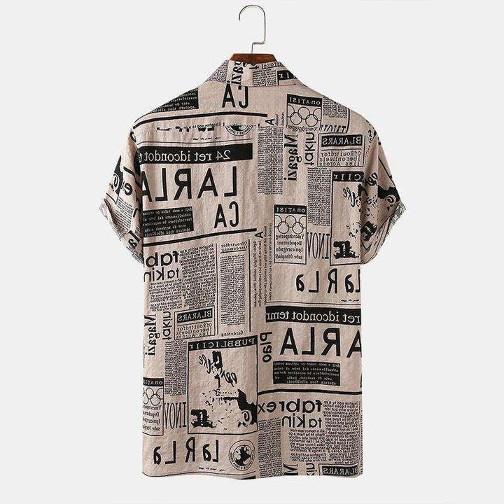 3xl Men Shirts Vintage Newspaper Print Hawaiian Shirt - Super Amazing Store