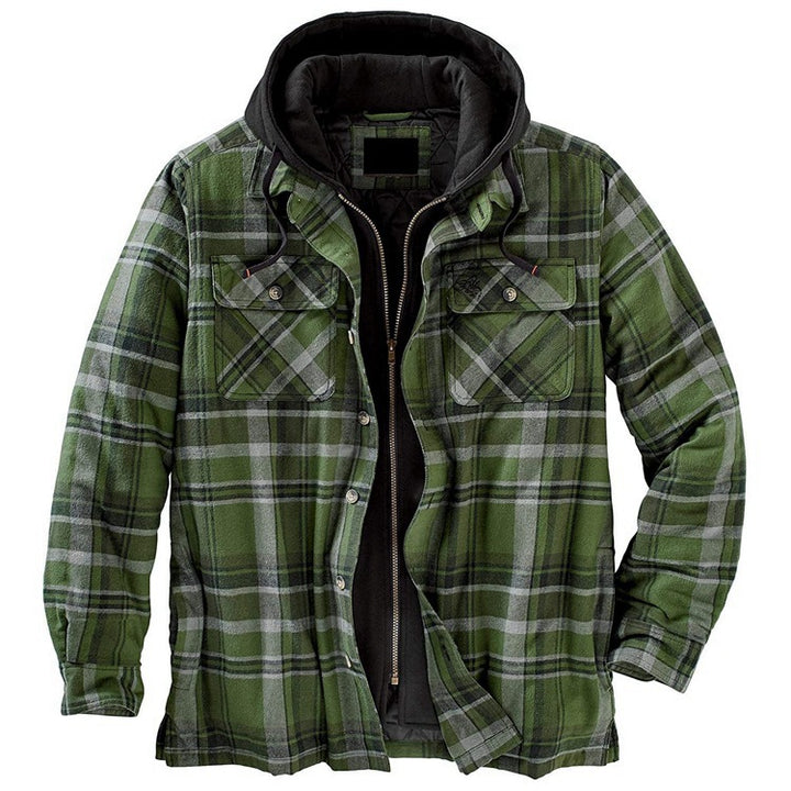 Thickened Cotton Padded Plaid Long Sleeve Loose Hooded Jacket - Super Amazing Store