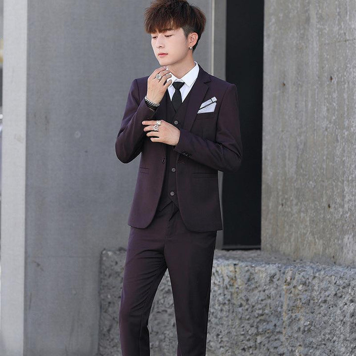 Men'S Three-Piece Korean Style Self-Cultivation Groomsmen Suits Men'S Suits - Super Amazing Store