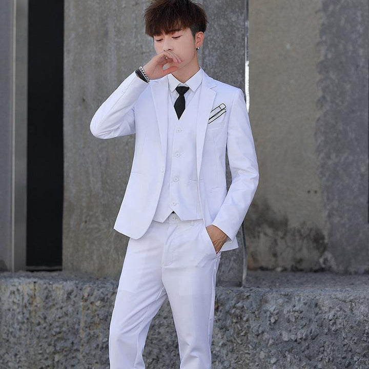 Men'S Three-Piece Korean Style Self-Cultivation Groomsmen Suits Men'S Suits - Super Amazing Store