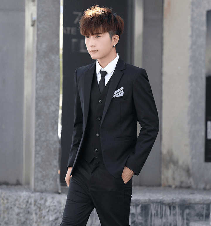 Men'S Three-Piece Korean Style Self-Cultivation Groomsmen Suits Men'S Suits - Super Amazing Store