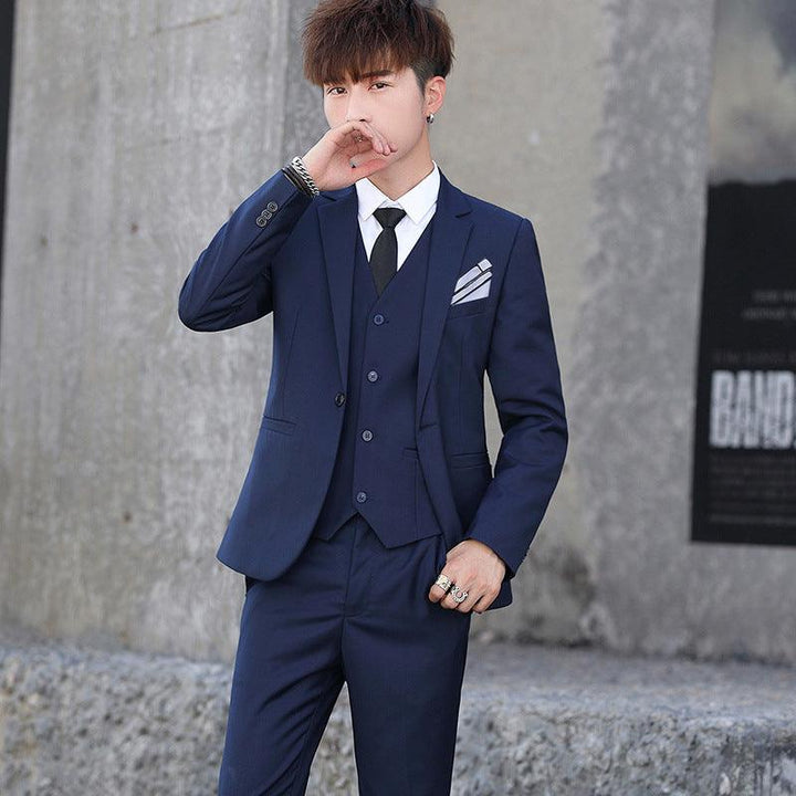 Men'S Three-Piece Korean Style Self-Cultivation Groomsmen Suits Men'S Suits - Super Amazing Store