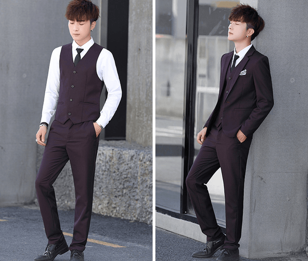 Men'S Three-Piece Korean Style Self-Cultivation Groomsmen Suits Men'S Suits - Super Amazing Store