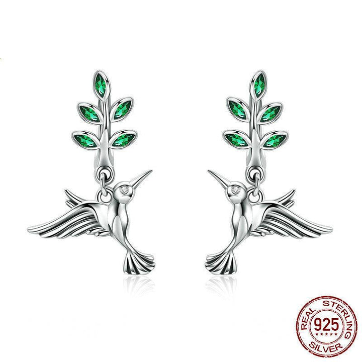 S9265 Sterling Silver Hummingbird Greeting Hypoallergenic Earrings - Super Amazing Store