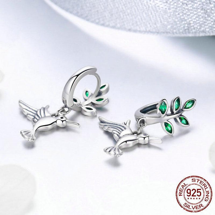 S9265 Sterling Silver Hummingbird Greeting Hypoallergenic Earrings - Super Amazing Store
