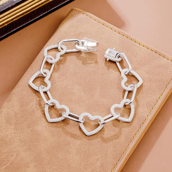 Chain Full Of Diamond Love Bracelet Women Sterling Silver - Super Amazing Store