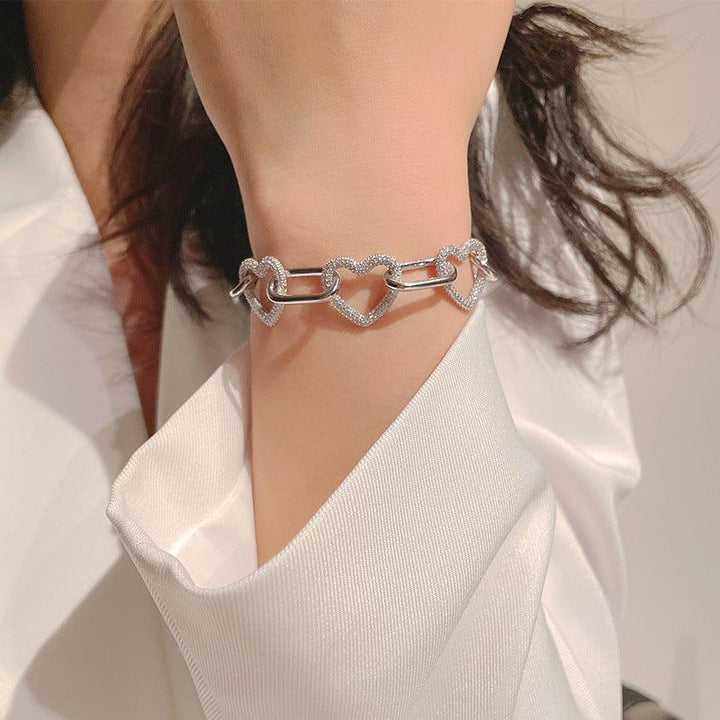 Chain Full Of Diamond Love Bracelet Women Sterling Silver - Super Amazing Store