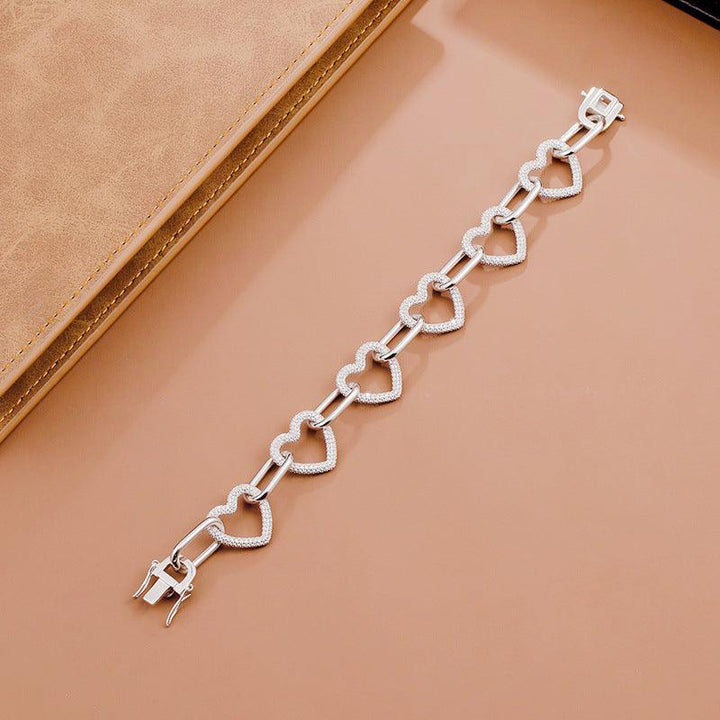 Chain Full Of Diamond Love Bracelet Women Sterling Silver - Super Amazing Store