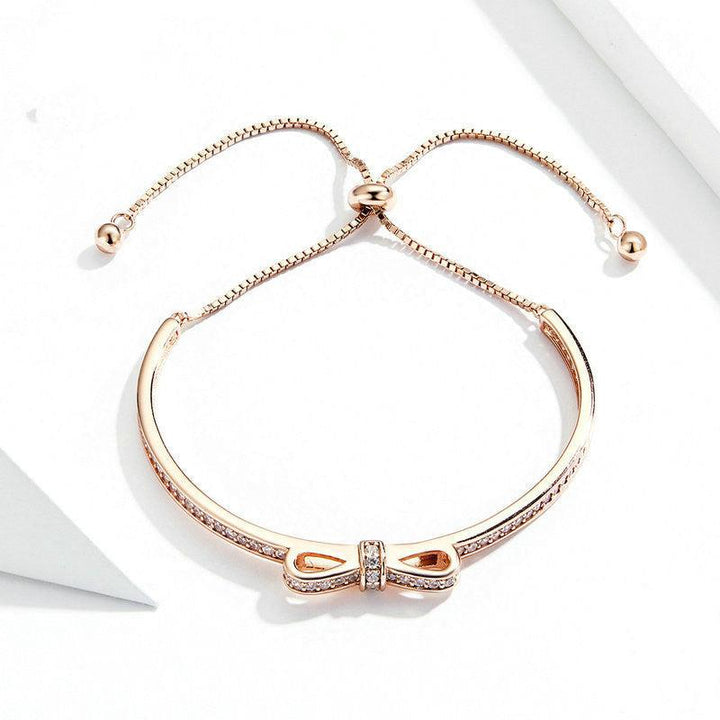 Silver Bow Knot Bracelet Gold Plated S925 Silver Bracelet Simple And Fashion Golden Bracelet - Super Amazing Store