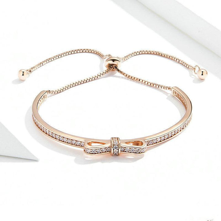 Silver Bow Knot Bracelet Gold Plated S925 Silver Bracelet Simple And Fashion Golden Bracelet - Super Amazing Store