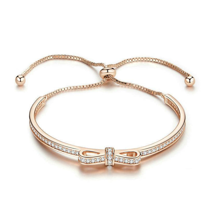 Silver Bow Knot Bracelet Gold Plated S925 Silver Bracelet Simple And Fashion Golden Bracelet - Super Amazing Store