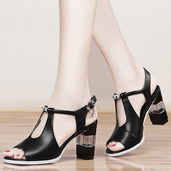 Glass High Thick Heels For Women - Super Amazing Store