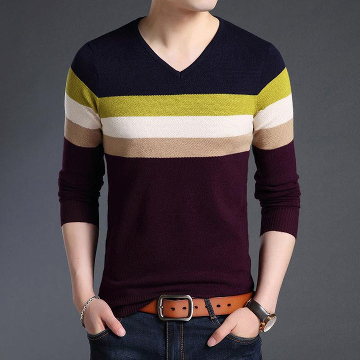 Spring Sweater Men'S Knitted Sweater V-Neck Casual Men - Super Amazing Store