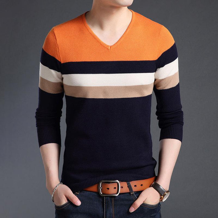 Spring Sweater Men'S Knitted Sweater V-Neck Casual Men - Super Amazing Store