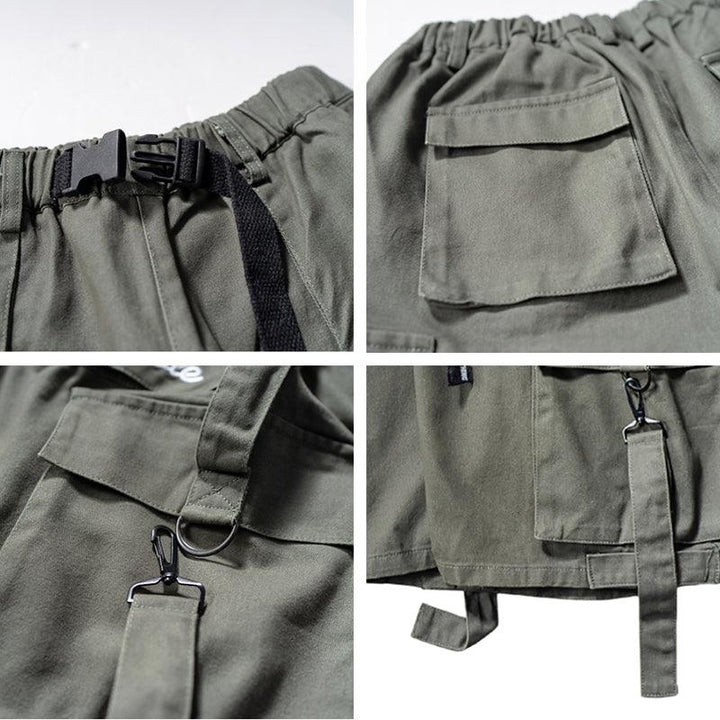 Solid Color Tooling Letter Label Casual Shorts Men Loose - Super Amazing Store