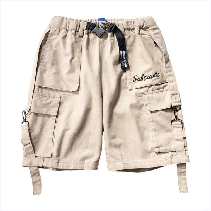 Solid Color Tooling Letter Label Casual Shorts Men Loose - Super Amazing Store