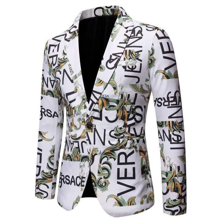 Letter Print Slim Suit Single Suit Men - Super Amazing Store