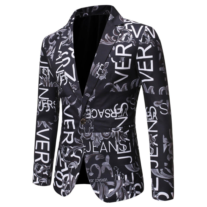 Letter Print Slim Suit Single Suit Men - Super Amazing Store