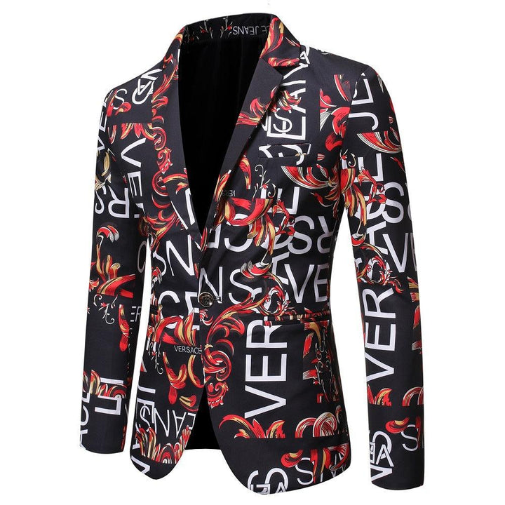 Letter Print Slim Suit Single Suit Men - Super Amazing Store