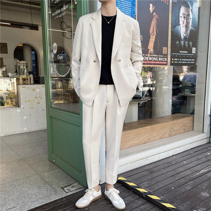 White Rascal Casual Suit Men''S Trend Loose Light Mature Suit Men''S Net Infrared Set Summer Thin - Super Amazing Store