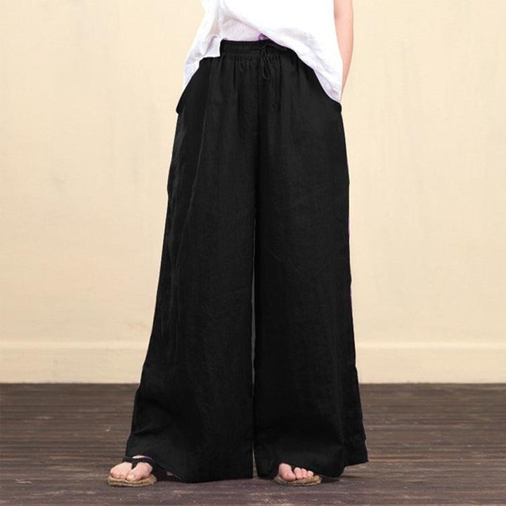 Cotton Linen Wide Legged Pants Women Loose Trousers - Super Amazing Store