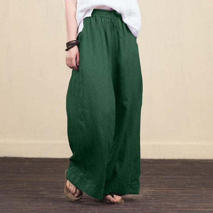 Cotton Linen Wide Legged Pants Women Loose Trousers - Super Amazing Store