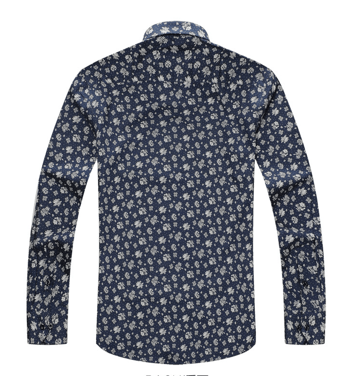 Men's slim casual long-sleeved shirt fashion print - Super Amazing Store