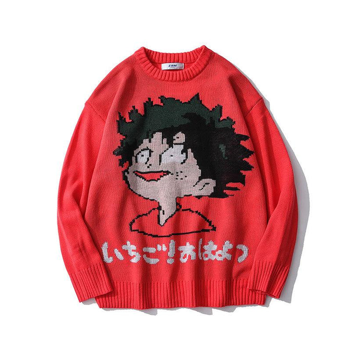 Men Loose Pullover Cartoon Sweater - Super Amazing Store