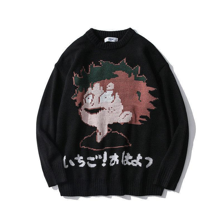 Men Loose Pullover Cartoon Sweater - Super Amazing Store