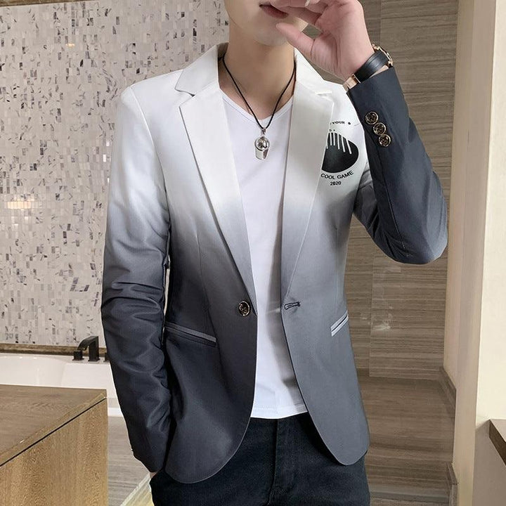 Blazer Men New Male Gradient Suit Jacket Masculino Korean Style Slim Fit Casual Men Fashion Trend Dress Jacket - Super Amazing Store