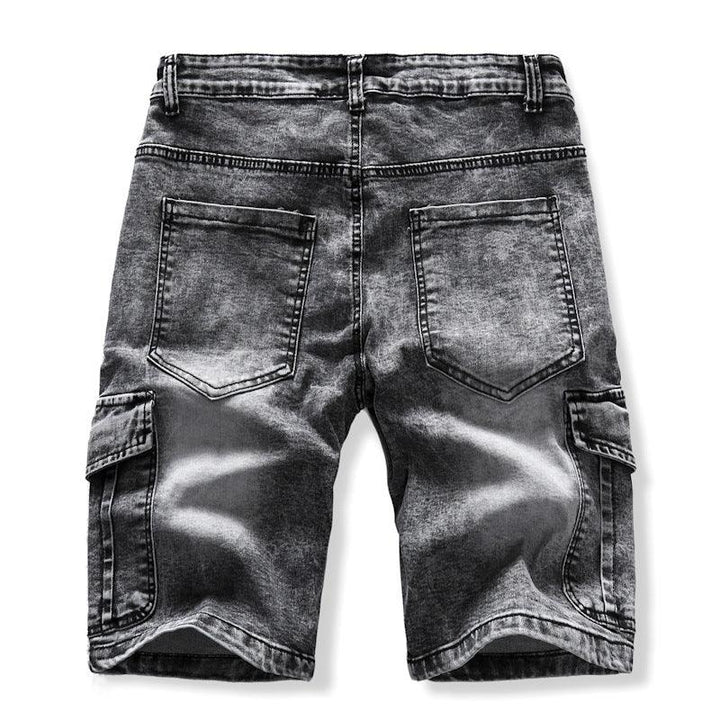 Men's Pocket Denim Shorts Zipper Slim Stretch Five Point Pants Men - Super Amazing Store