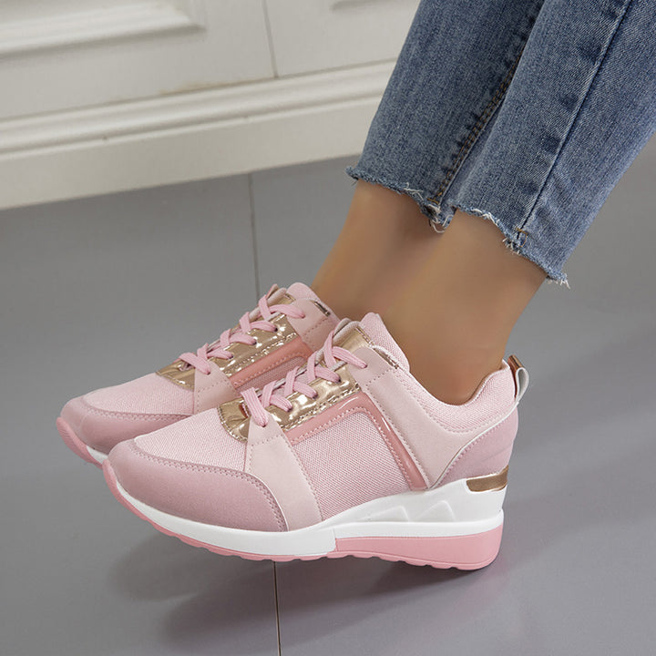 Sneakers Platform Wedge Heel Casual Shoes Lace-up Mesh Sneakers - Super Amazing Store