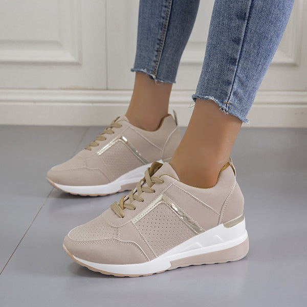 Sneakers Platform Wedge Heel Casual Shoes Lace-up Mesh Sneakers - Super Amazing Store