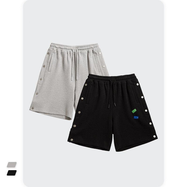 Button Decoration Small Elements Collage Straight Leg Shorts And Trousers Men - Super Amazing Store