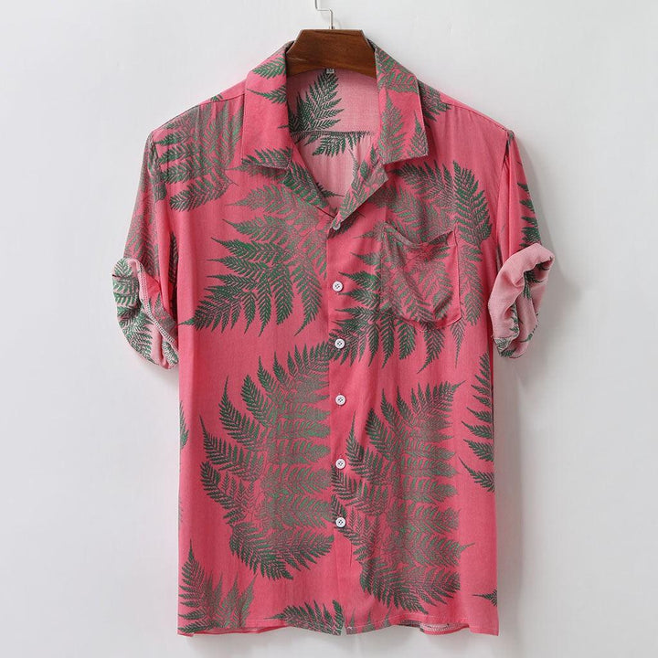 Smmer Men Hawaiian Shirt Printed Loose Streetwear Short Sleeve - Super Amazing Store