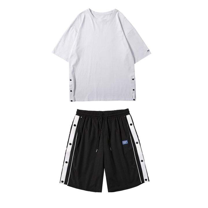 Summer Set Of Round Neck Short-sleeved T-shirt Men's Shorts Casual Loose Sports Suit Men - Super Amazing Store