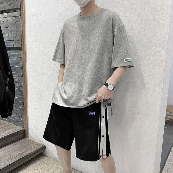 Summer Set Of Round Neck Short-sleeved T-shirt Men's Shorts Casual Loose Sports Suit Men - Super Amazing Store