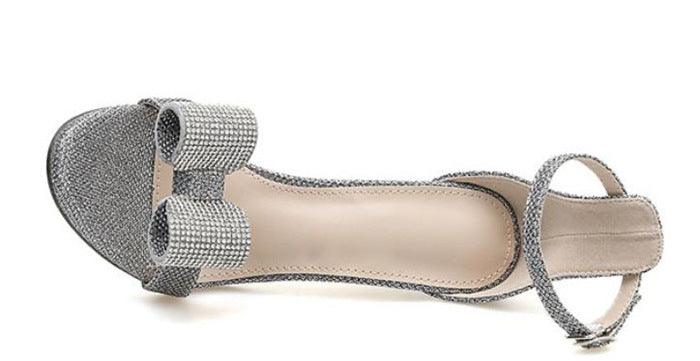 Summer Rhinestone Sandals Silvery Butterfly-knot Women Fashion High Heels Ankle Buckles Ladies Sandals Party Shoes Super Amazing Store