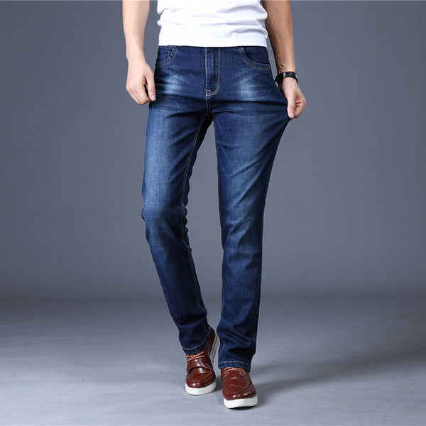 Jeans Men's Slim Men's Jeans Men's Jeans Men's Straight-leg Stretch Trousers-Super Amazing Store